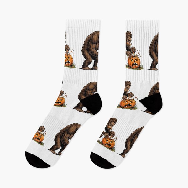 Item preview, Sasquatch Eating the Guts of a Cute Halloween Jack O Lantern Pumpkin designed and sold by Spank My Yeti.