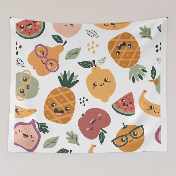Item preview, Adorable Kawaii Fruit Friends Seamless Pattern designed and sold by ornoldpaleko.