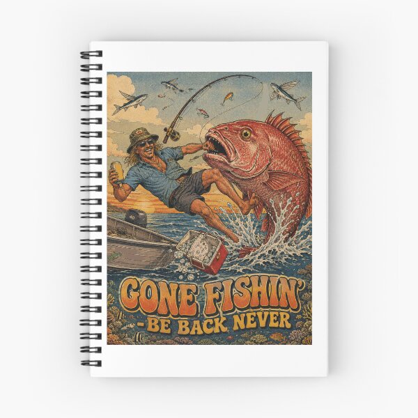 Item preview, GONE FISHIN BE BACK NEVER Funny Aussie Fishing Bogan Red Snapper Fish Emperor Retro Vintage designed and sold by Yellowriversss.