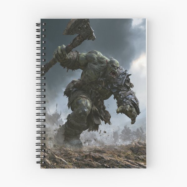Item preview, A battle-hardened Orc charging across a rugged battlefield beneath dark storm clouds, Fantasy & Mythological Creatures designed and sold by CDC40.