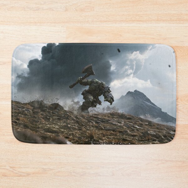 Item preview, A battle-hardened Orc charging across a rugged battlefield beneath dark storm clouds, Fantasy & Mythological Creatures designed and sold by CDC40.