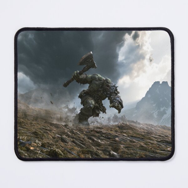 Item preview, A battle-hardened Orc charging across a rugged battlefield beneath dark storm clouds, Fantasy & Mythological Creatures designed and sold by CDC40.