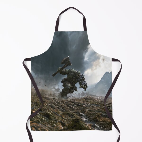 Item preview, A battle-hardened Orc charging across a rugged battlefield beneath dark storm clouds, Fantasy & Mythological Creatures designed and sold by CDC40.