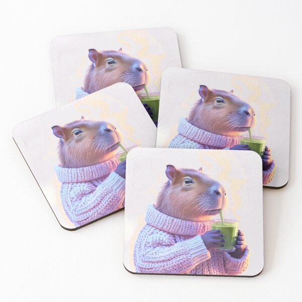 Artikelvorschau, Matcha-Trink-Capybara entworfen und verkauft von ONYX Pixee.