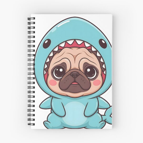 Item preview, Cute Kawaii Pug Dog Shark Costume Sticker designed and sold by ChibiPCStudio.