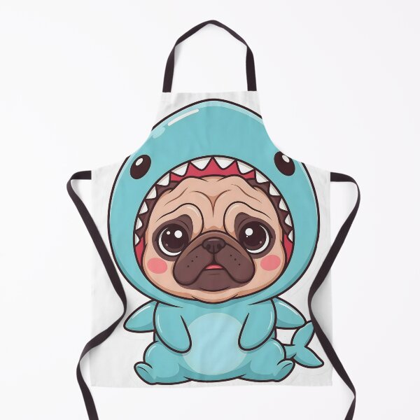 Item preview, Cute Kawaii Pug Dog Shark Costume Sticker designed and sold by ChibiPCStudio.