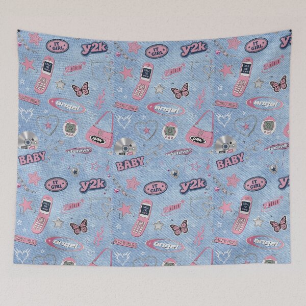 Item preview, Denim Star Y2K Pattern Tough Phone Case | Blue Jean Stars on Cream designed and sold by QuicksandCase.