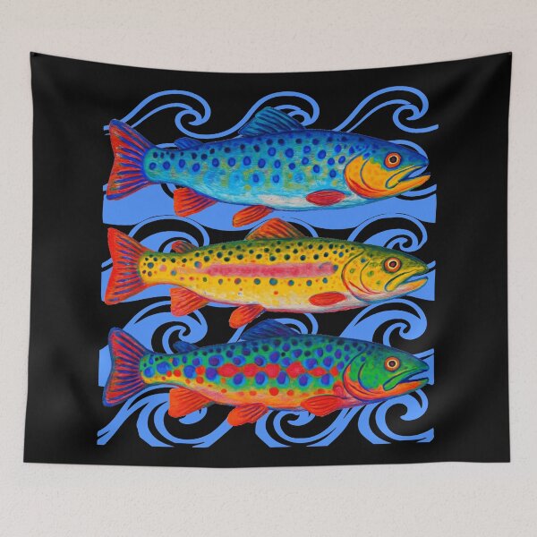 Item preview, Colorful Rainbow Trout Preppy Summer Lake Life Fishingpy of Yarn Christmas Tree designed and sold by Colorfulman.