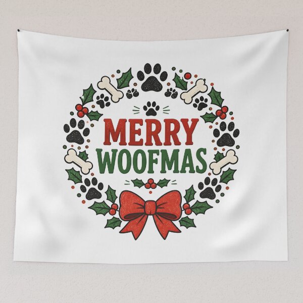 Item preview, Merry Woofmas Dog Paw Christmas Wreath Design designed and sold by KristenosNehk.