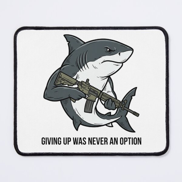 Item preview, Tactical Shark Giving Up Was Never An Option Funny Great White Gun Humor designed and sold by raedattia.