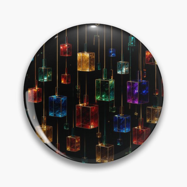 Item preview, Futuristic 3 D Suspended Cubes Blue and Purple Geometric Art designed and sold by PrintGo26.