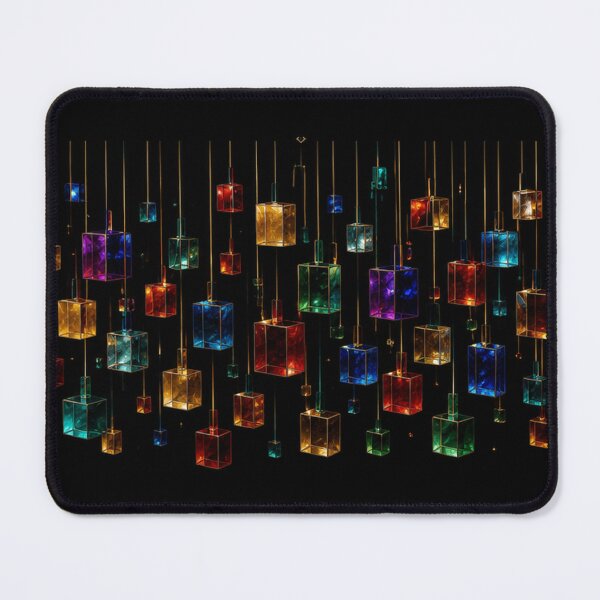 Item preview, Futuristic 3 D Suspended Cubes Blue and Purple Geometric Art designed and sold by PrintGo26.