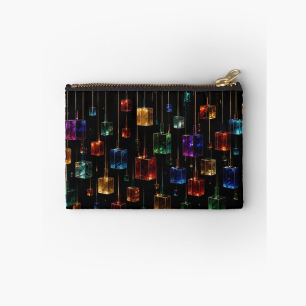 Item preview, Futuristic 3 D Suspended Cubes Blue and Purple Geometric Art designed and sold by PrintGo26.