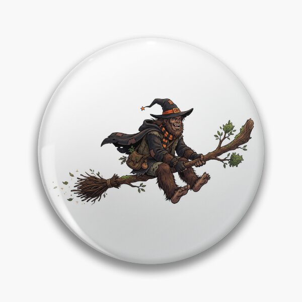 Item preview, Sasquatch Witch Flying on a Giant Broom - Cute Halloween designed and sold by Spank My Yeti.