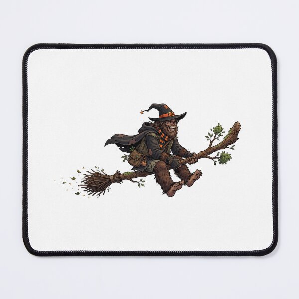 Item preview, Sasquatch Witch Flying on a Giant Broom - Cute Halloween designed and sold by Spank My Yeti.