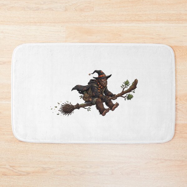 Item preview, Sasquatch Witch Flying on a Giant Broom - Cute Halloween designed and sold by Spank My Yeti.