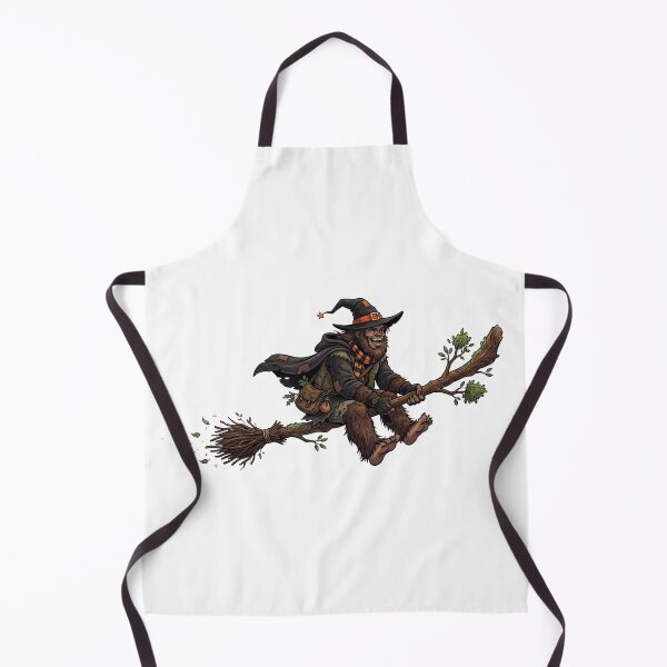 Item preview, Sasquatch Witch Flying on a Giant Broom - Cute Halloween designed and sold by Spank My Yeti.