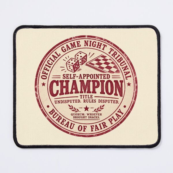 Item preview, Funny Board Game Gift Self Appointed Champion Rules Disputed Vintage Stamp Shirt Game Night Sticker designed and sold by Fanverse Merchandise.