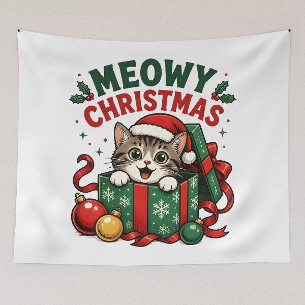 Item preview, Meowy Christmas Funny Cat Christmas Gift Box Design designed and sold by KristenosNehk.