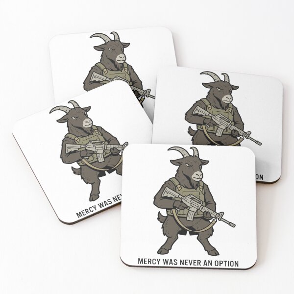Item preview, Tactical Goat Mercy Was Never An Option Funny Military Farm Animal Gun Humor designed and sold by raedattia.