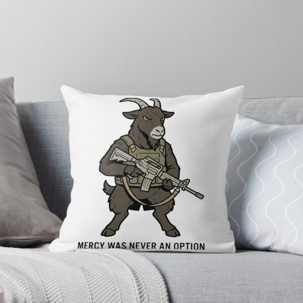 Item preview, Tactical Goat Mercy Was Never An Option Funny Military Farm Animal Gun Humor designed and sold by raedattia.