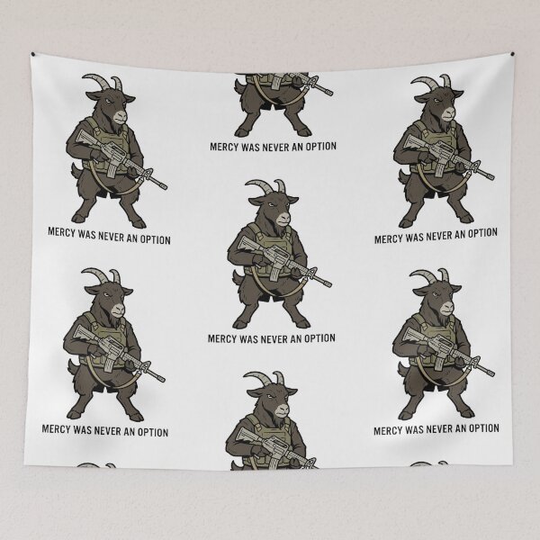 Item preview, Tactical Goat Mercy Was Never An Option Funny Military Farm Animal Gun Humor designed and sold by raedattia.