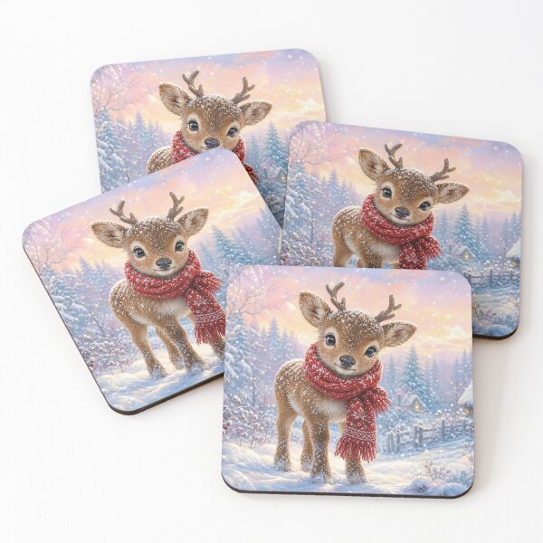 Item preview, Baby Reindeer in a Christmas Red Scarf Magical Winter Woodland designed and sold by acceleratorhams.