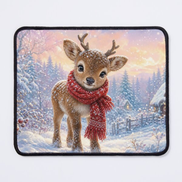Item preview, Baby Reindeer in a Christmas Red Scarf Magical Winter Woodland designed and sold by acceleratorhams.