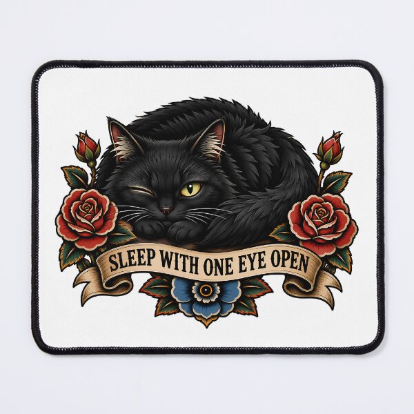 Item preview, Black Cat Sleeping With One Eye Open designed and sold by Old's Cool Cat Studio.