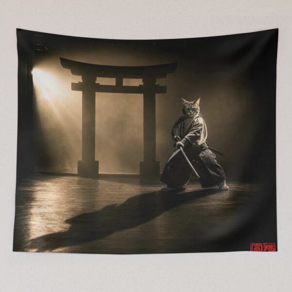 Item preview, Samurai Cat at the Shrine Gate designed and sold by Komatoya.
