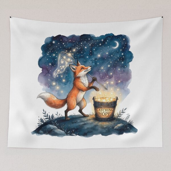 Item preview, Catching Hope – Whimsical Star-Catching Fox designed and sold by SoulPT.