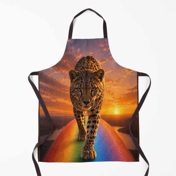 Item preview, Majestic Leopard Walking on a Rainbow at Sunset designed and sold by Vaelia.