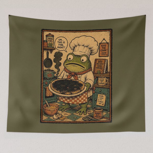 Item preview, Panicked Chef Frog Burnt Food Kitchen designed and sold by tristann-studio.