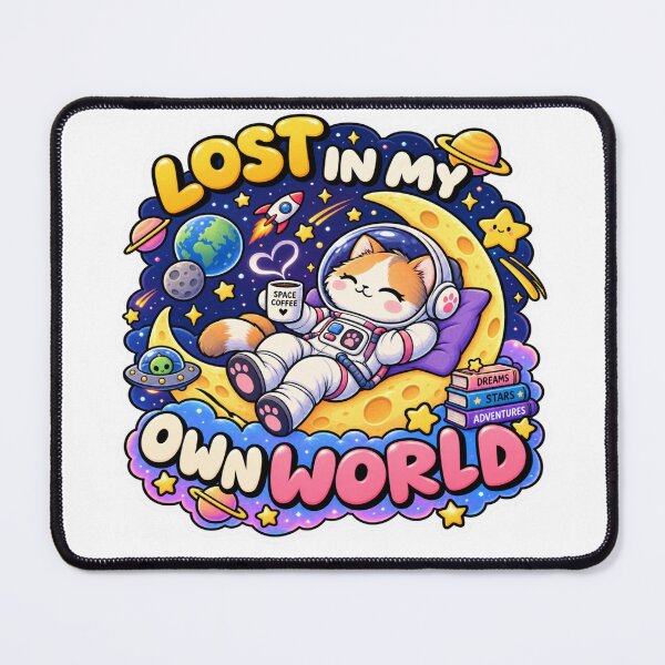Item preview, Lost in My Own World Space Cat Sticker – Cute Astronaut Cat Galaxy Dreamer Design designed and sold by Genzfirevibes.