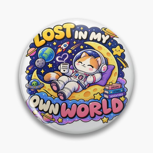 Item preview, Lost in My Own World Space Cat Sticker – Cute Astronaut Cat Galaxy Dreamer Design designed and sold by Genzfirevibes.