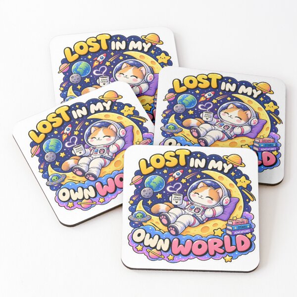 Item preview, Lost in My Own World Space Cat Sticker – Cute Astronaut Cat Galaxy Dreamer Design designed and sold by Genzfirevibes.