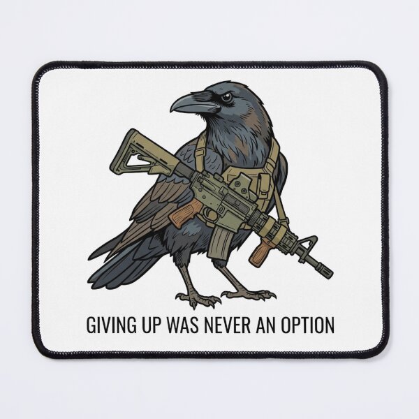Item preview, Tactical Raven Giving Up Was Never An Option Funny Crow Military Gun Humor designed and sold by raedattia.