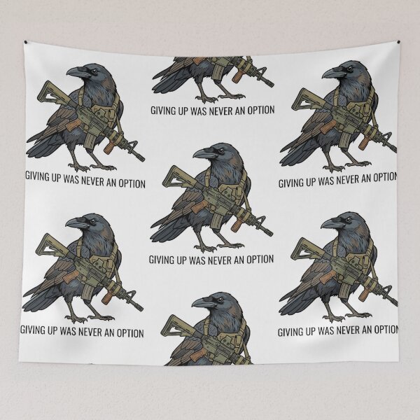 Item preview, Tactical Raven Giving Up Was Never An Option Funny Crow Military Gun Humor designed and sold by raedattia.