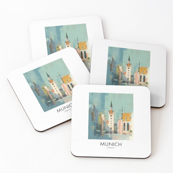 Item preview, Munich Clock Tower, Pastel Skyline Decor designed and sold by MarkedArtPrints.