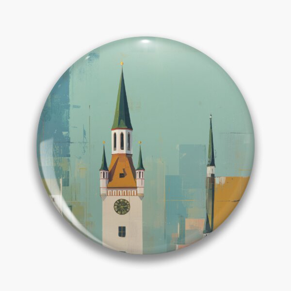 Item preview, Munich Clock Tower, Pastel Skyline Decor designed and sold by MarkedArtPrints.