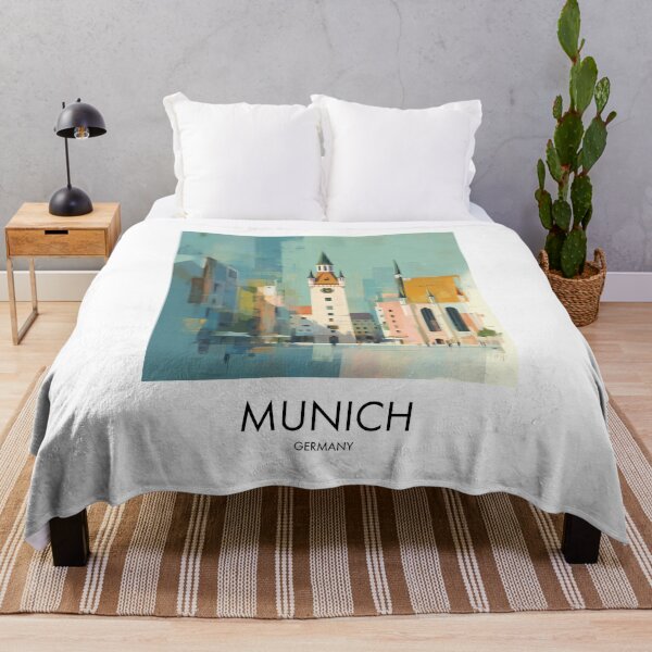 Item preview, Munich Clock Tower, Pastel Skyline Decor designed and sold by MarkedArtPrints.