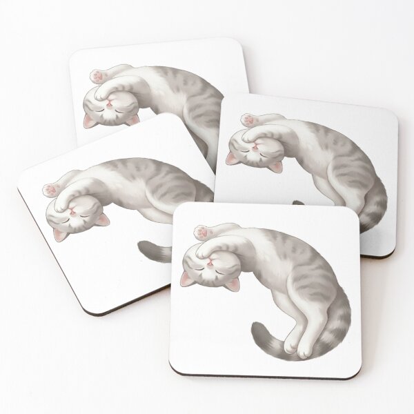 Item preview, Sleeping BB Cat - Cute Silver Tabby Kitten Illustration designed and sold by PetalsPaws.