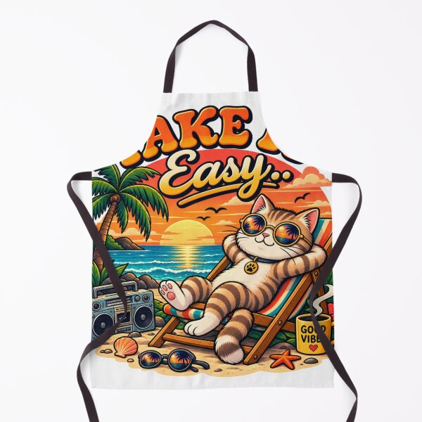 Item preview, Take It Easy Beach Cat Sticker – Cute Tropical Cat Summer Vacation Design designed and sold by Genzfirevibes.