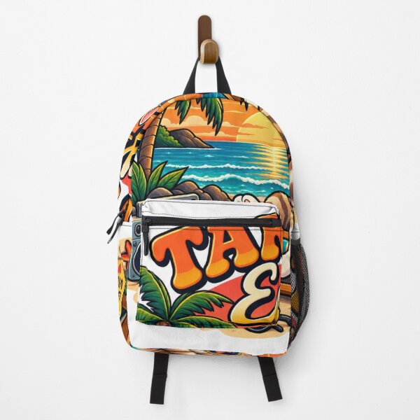 Item preview, Take It Easy Beach Cat Sticker – Cute Tropical Cat Summer Vacation Design designed and sold by Genzfirevibes.