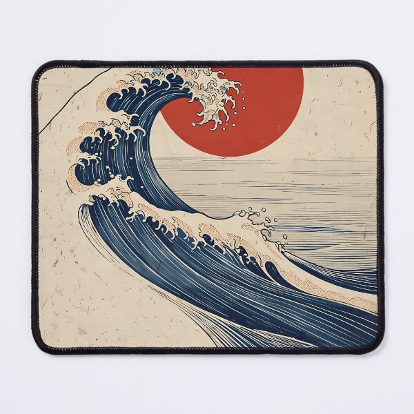 Item preview, Japanese Ukiyo e Ocean Wave Red Sun Vintage Wall Art designed and sold by ihtashaminuk.