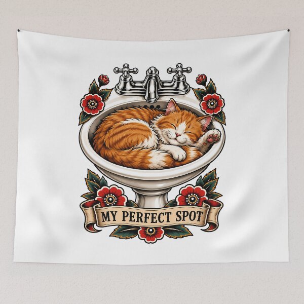 Item preview, Orange Cat Sleeping In Sink Spot designed and sold by Old's Cool Cat Studio.