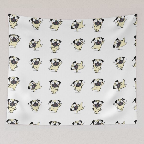 Item preview, Funny Dancing Pug – Cute Kawaii Cartoon designed and sold by Moffyuniverse.