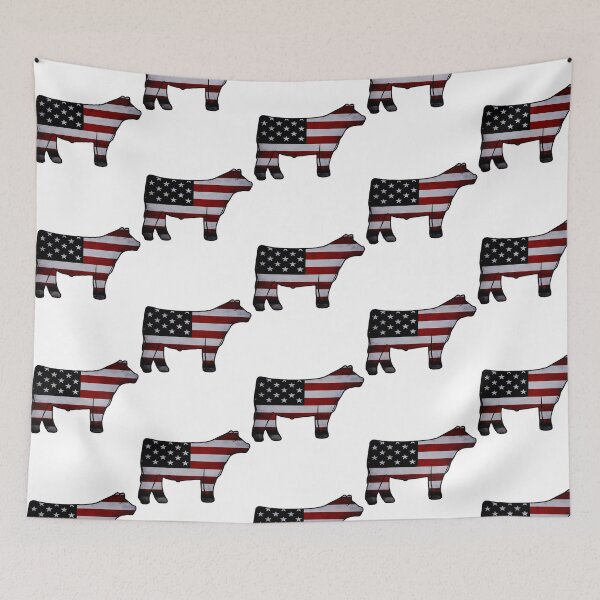 Item preview, American Flag Show Steer Silhouette  - Not For Resale Without Permission designed and sold by jazlee-nwallin.