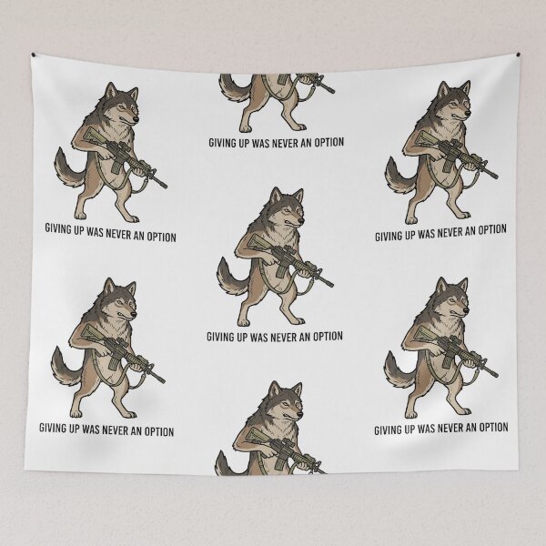 Item preview, Tactical Wolf Giving Up Was Never An Option Funny Lone Wolf Gun Humor designed and sold by raedattia.