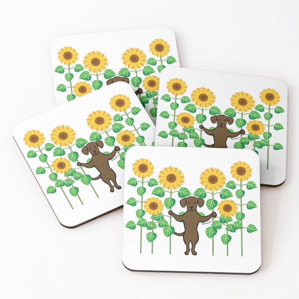 Item preview, Chocolate Labrador Summer Sunflowers designed and sold by HappyLabradors.